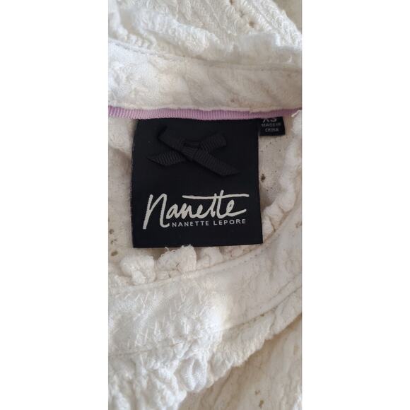 Coquette Nanette Lepore Paisley Embossed Long Sleeve Ivory High Neck Top XS - Picture 4 of 7